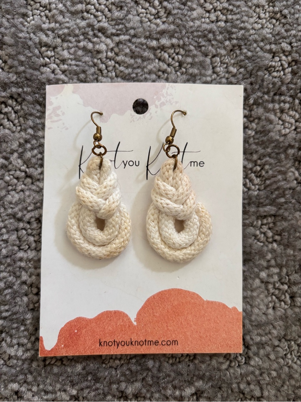 Cream Braided Rope Drop Earrings